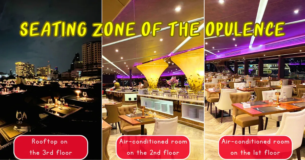 The seating zone with The Opulence dinner cruise
